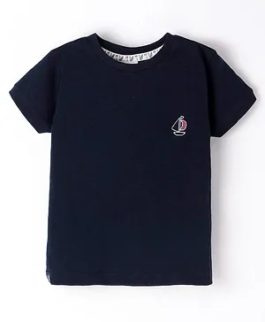 Ollypop Half Sleeves Sinker T-Shirt Boat Printed - Navy Blue