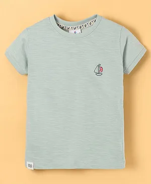 Ollypop Half Sleeves Sinker T-Shirt Boat Printed - Blue