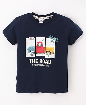 Ollypop Half Sleeves Sinker T-Shirt Truck Printed - Midnight Blue