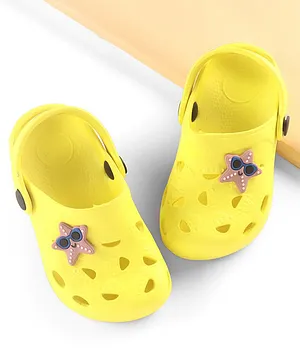 Cute Walk by Babyhug Slip On Clogs with Starfish Applique & Back Strap Closure - Yellow