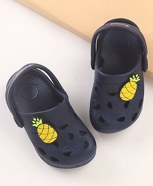 Cute Walk by Babyhug Slip On Clogs with Pineapple Applique & Back Strap Closure - Navy Blue