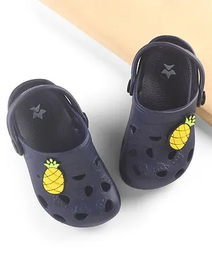 Cute Walk by Babyhug Slip On Clogs with Pineapple Applique & Back Strap Closure - Navy Blue