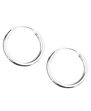 Black Silver 925 Silver Pair of Plain Baali - Diameter 1.2 cm