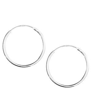 Black Silver 925 Silver Pair of Plain Baali 20mm - Silver