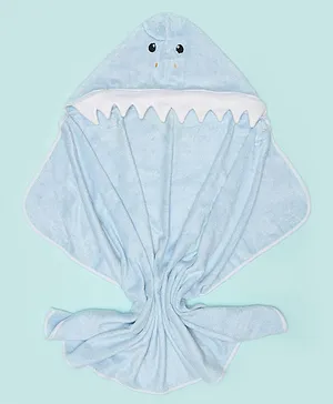 SNUGKINS Bamboo Hooded Baby Towel Baby Shark - Sky Blue