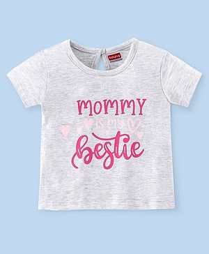 Babyhug 100% Cotton Knit Half Sleeves Tee With Text Graphics - White