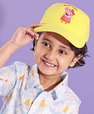 Babyhug Cotton Peppa Pig Print Summer Cap Yellow - Diameter 57 cm