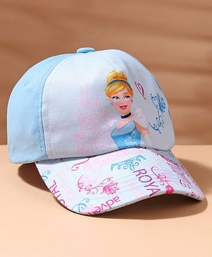 Disney By Babyhug Cotton Cindrella Print Summer Cap Blue - Diameter 57  cm