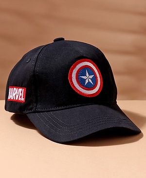 Babyhug Marvel  Captain America Summer Cap Black - Circumference  57 cm