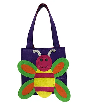 Li'll Pumpkins Honey Bee Applique Felt Tote Bag - Purple