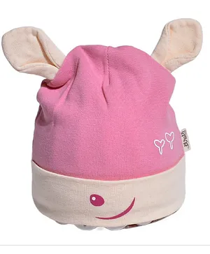 Kidofash Smile Printed Ear Detailed Cap - Pink