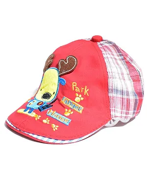 Kidofash Reindeer Patch Embroidered Cap - Red