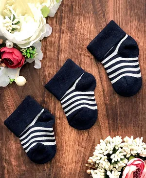 NEXT2SKIN Pair Of 3 Striped Socks - Navy Blue