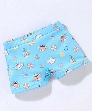 Babyhug Short Length Swimming Trunk Boats Print - Blue