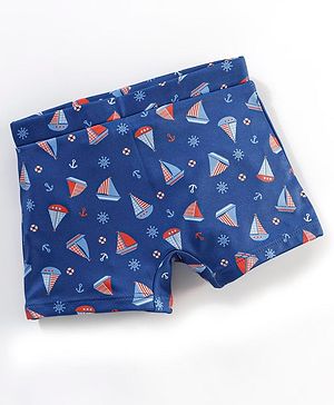Babyhug Swimming Trunk Boat Print - Navy Blue