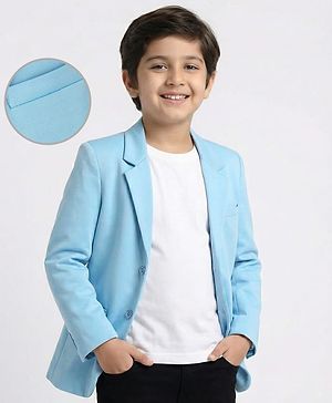 Pine Kids Knitted Full Sleeves Blazers - Light Blue