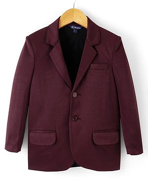 Pine Kids Full Sleeves Knitted Solid Color Blazer - Maroon