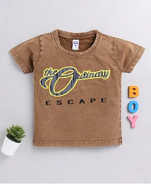 Nottie Planet Half Sleeves The Ordinary Escape Printed Tee - Brown
