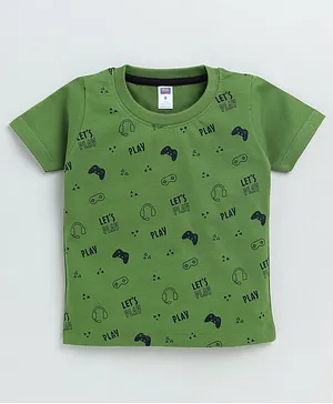 Nottie Planet Half Sleeve Video Game Theme All Over Printed Tee  - Green