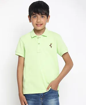 Lil Tomatoes Reindeer Placement Printed Polo Tee  - Green