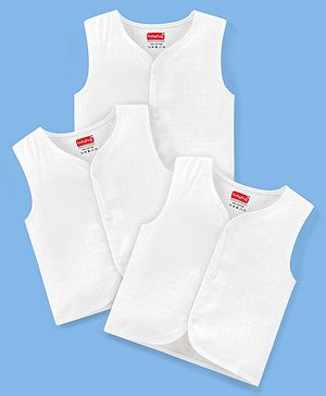 Babyhug 100% Cotton Sleeveless Jhablas Pack Of 3 - White