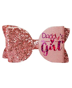 Aye Candy Daddy's Girl Glittery Bow Alligator Hair Clip -Pink
