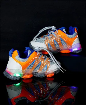 PASSION PETALS Embossed Design Detailed Sports LED Shoes - Blue & Orange