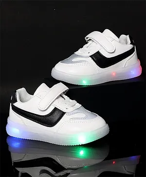 PASSION PETALS Strip Embossed Velcro Closure LED Sneakers - Black