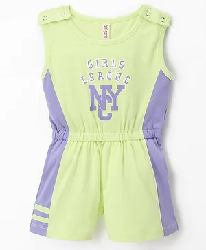 Orrigany Cotton Knit  Jumpsuit Bio Wash Text Print  - Green