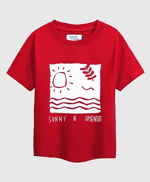 Guugly Wuugly Half Sleeves Doodle Beach Theme Sunny & Splendid  Printed Tee - Red