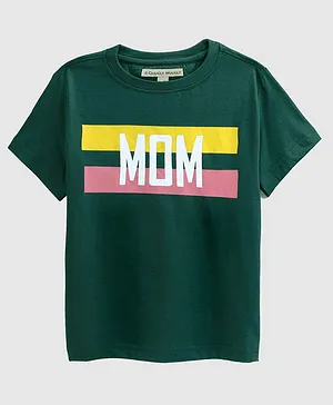 Guugly Wuugly Girls Half Sleeves Mid Awning Striped Mom Printed Tee - Green