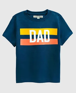 Guugly Wuugly Half Sleeves Dad Printed & Double Striped Tee - Blue