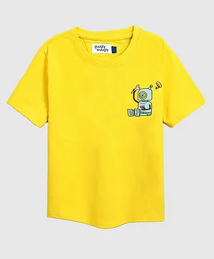 Guugly Wuugly Half Sleeves Robo Printed Tee - Yellow