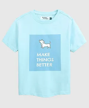 Guugly Wuugly Half Sleeves Make Things Better Dog Printed Tee - Sky Blue