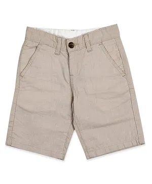 LEO Button Down Bermuda Shorts  - Fawn