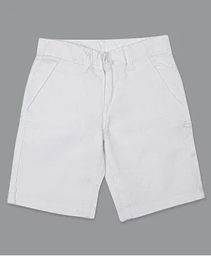 LEO Linen Look Bermuda Button Down Shorts - White