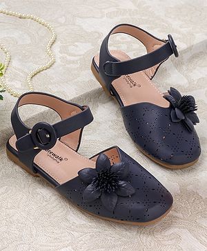 Cute Walk by Babyhug Bellies with Buckle Closure Floral Applique - Navy Blue