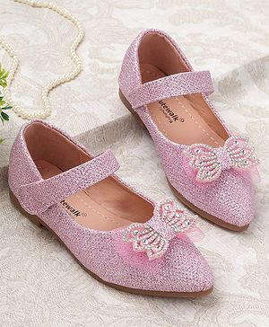 Cute Walk By Babyhug Bellies with Velcro Closure & Bow Applique - Pink