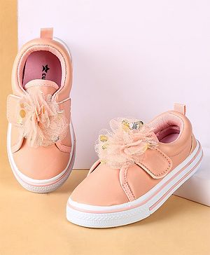 Cute Walk by Babyhug Casual Shoes with Velcro Closure & Floral Applique - Pink