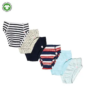 GREENDiGO Organic Cotton Solid Printed & Stripes Underwear Briefs - Multi Colour