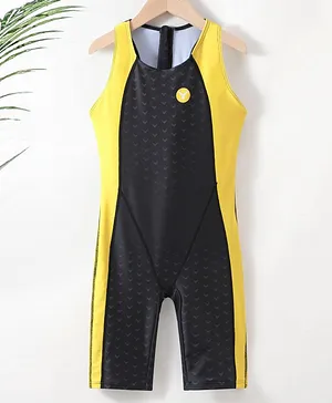 Pine Active Sleeveless Legged Swim Suit Solid- Black