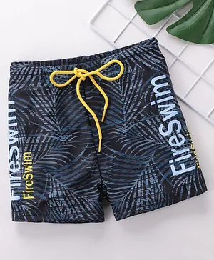 Kookie Kids Swimming Trunks Tropical Print- Navy Blue