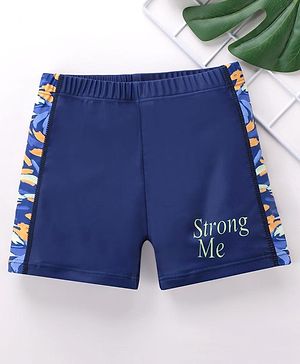 Babyhug Swimming Trunk Text Print - Blue