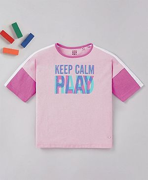 Ed-a-Mamma Cotton Sustainable Text Printed Half Sleeves T-Shirt - Pink