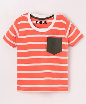 Rikidoos Half Sleeves Rugby Striped Tee - Orange
