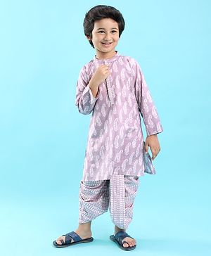 Babyhug 100% Cotton Printed Kurta with Printed Dhoti Set - Purple