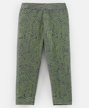 Pine Kids Cotton Knit Three Fourth Length Stretchable Leggings Abstract Print - Lava & Smoke