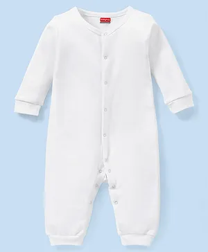 Babyhug Full Sleeves 100% Cotton
                              Romper Solid Colour - White