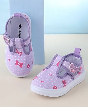 Cute Walk by Babyhug Casual Shoes with Velcro Closure & Bow Printed - Purple