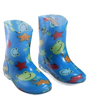 Cute Walk by Babyhug Slip On Frog Printed Gumboots - Blue
